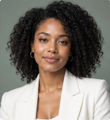 AI professional headshot of a woman in a white blazer