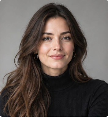 AI professional headshot of a woman in a black top